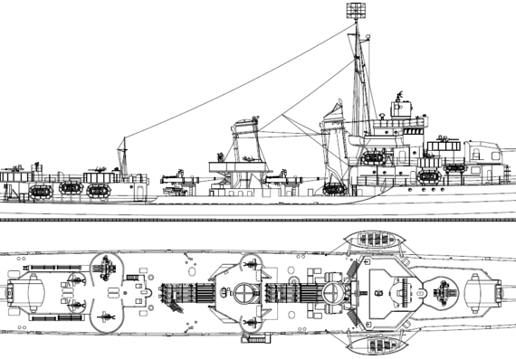 Эсминец USS DD-360 Phelps 1942 [Destroyer] - чертежи, габариты, рисунки